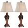 Exeter Wood Finish Table Lamp Set with Non-Dimmable LEDs