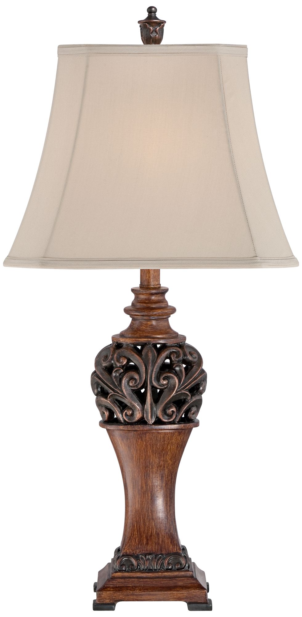 Exeter Wood-Tone Table Lamps Set of 2 with Smart Sockets in scene