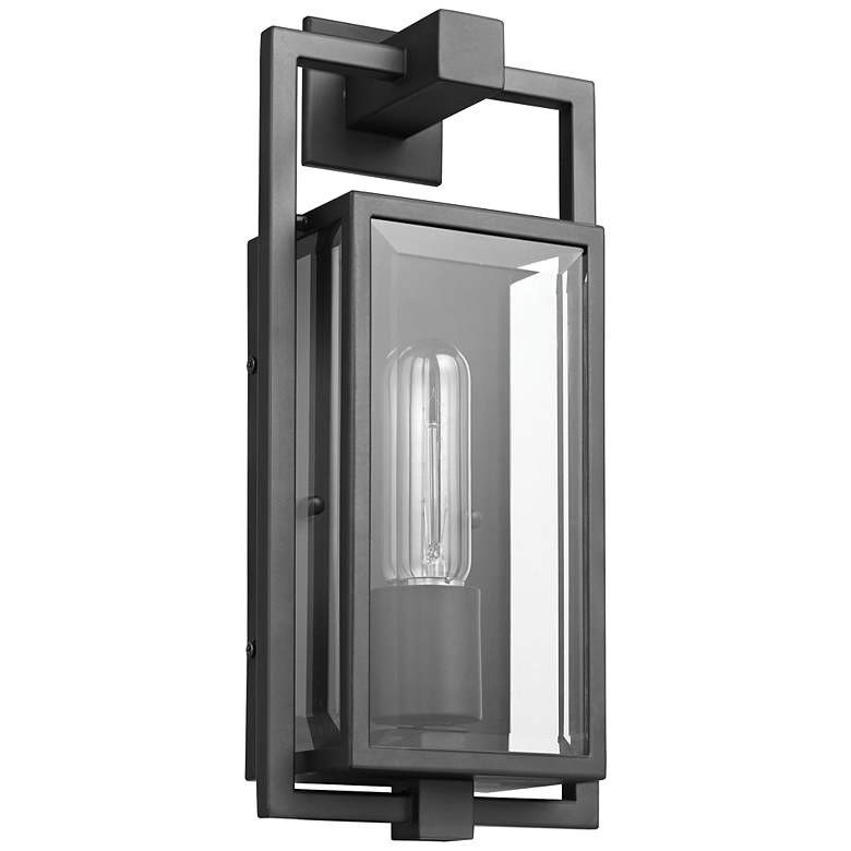 Image 1 Exhibit 14 inch High Matte Black Outdoor Lantern Wall Light