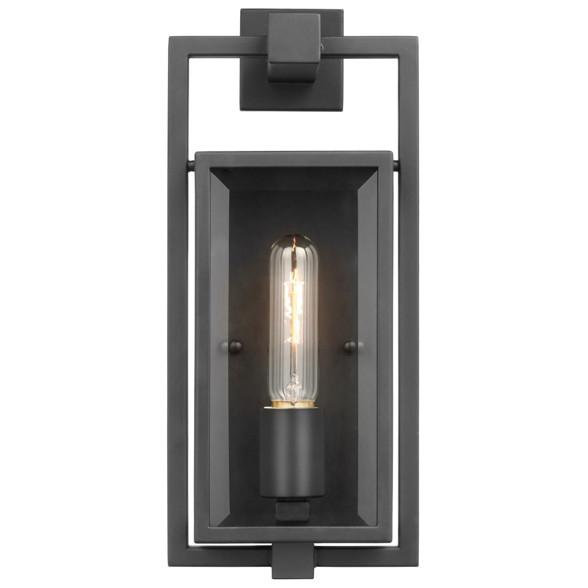 Exhibit 14" High Matte Black Outdoor Lantern Wall Light