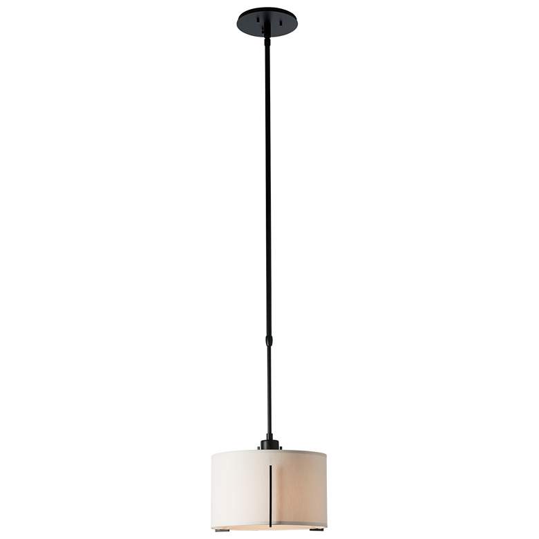 Image 1 Exos 11.6" Wide Small Black Pendant With Single Flax Shade