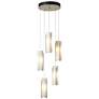 Exos 13.5" Wide 5-Light Modern Brass Glass Pendant With Opal Glass