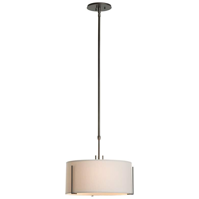 Image 1 Exos 16.1" Wide Dark Smoke Pendant With Single Flax Shade