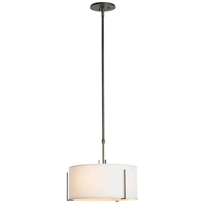 Image 1 Exos 16.1" Wide Dark Smoke Pendant With Single Natural Anna Shade