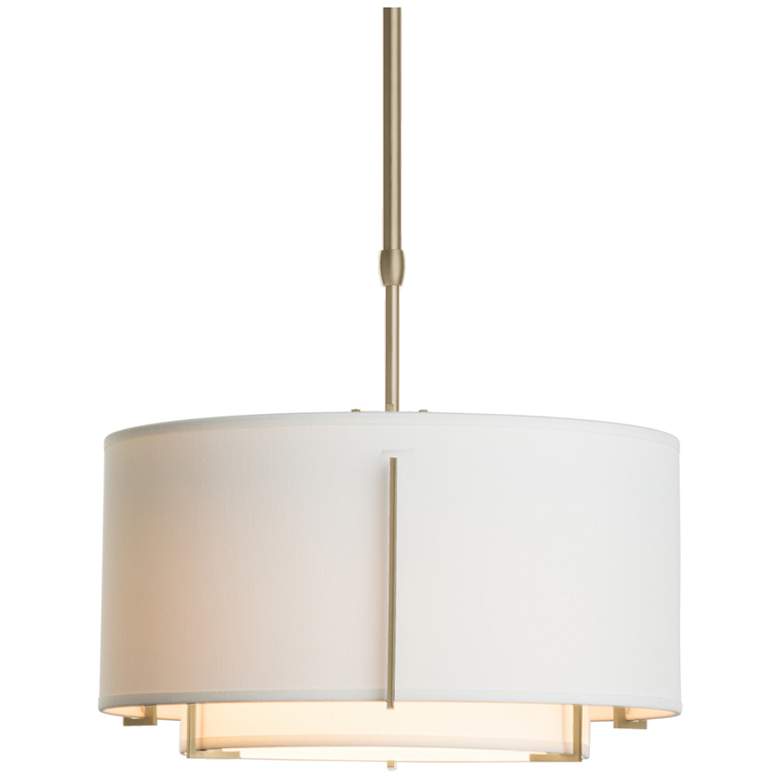 Image 1 Exos 16.1" Wide Small Soft Gold Pendant With Double Natural Anna Shade