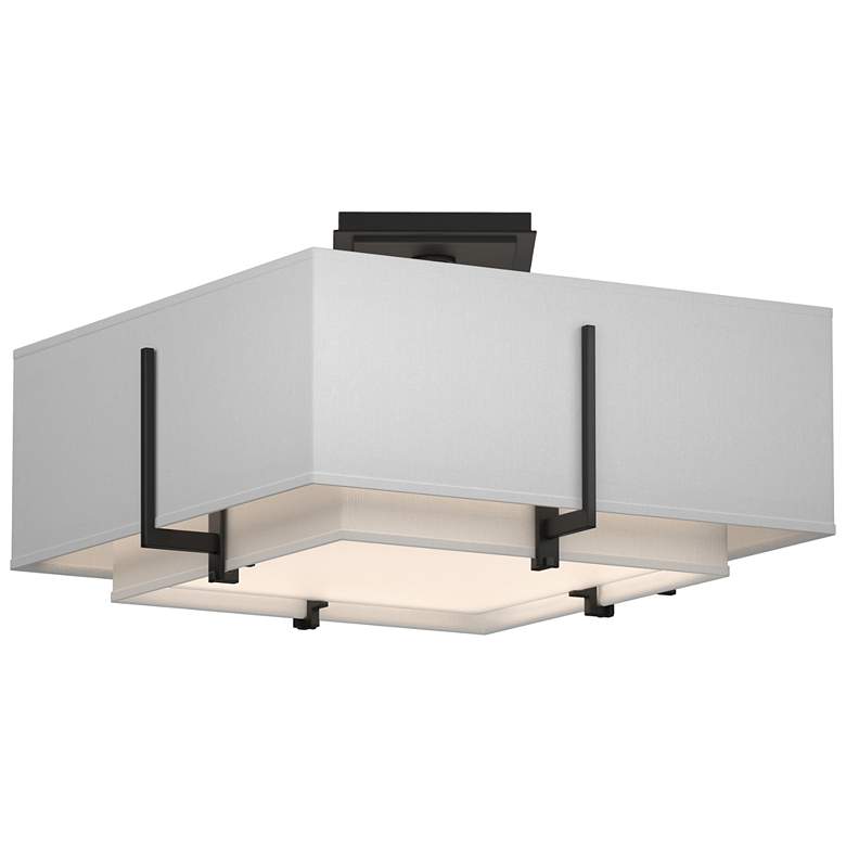 Image 1 Exos 16.6"W Double Shade Square Black Semi-Flush w/ Anna & Anna Sh