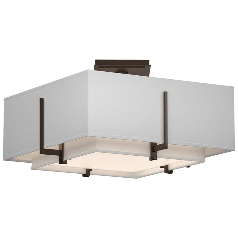 Image 1 Exos 16.6 inchW Double Shade Square Bronze Semi-Flush w/ Anna &#38; Anna S