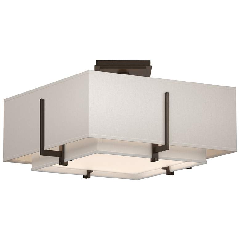 Image 1 Exos 16.6"W Double Shade Square Bronze Semi-Flush w/ Anna & Flax S