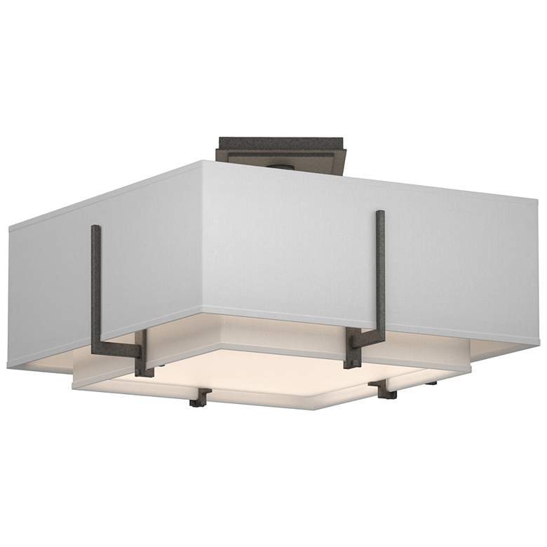 Image 1 Exos 16.6"W Double Shade Square Iron Semi-Flush w/ Anna & Anna Sha