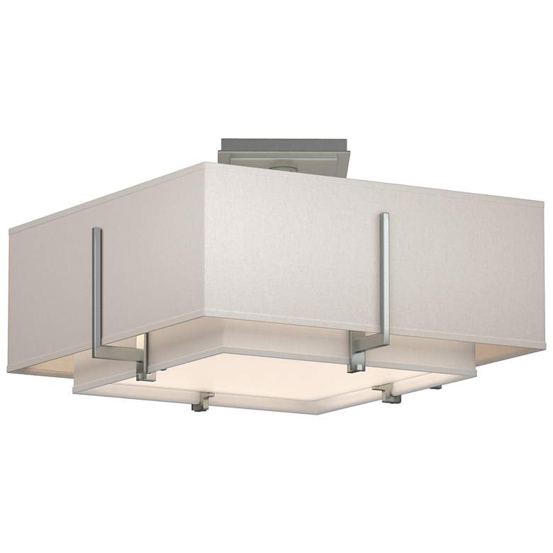 Image 1 Exos 16.6"W Double Shade Square Semi-Flush w/ Anna & Flax Shade