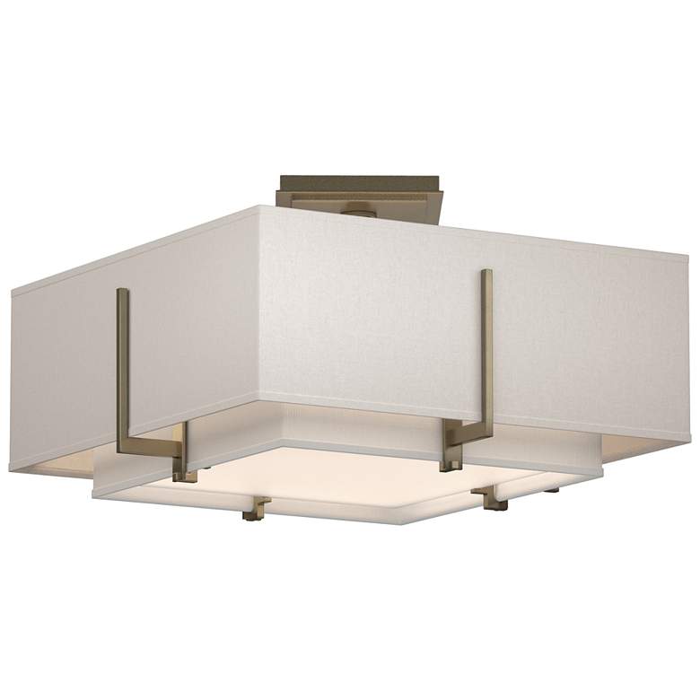 Image 1 Exos 16.6 inchW Double Shade Square Soft Gold Semi-Flush w/ Anna &#38; Fla