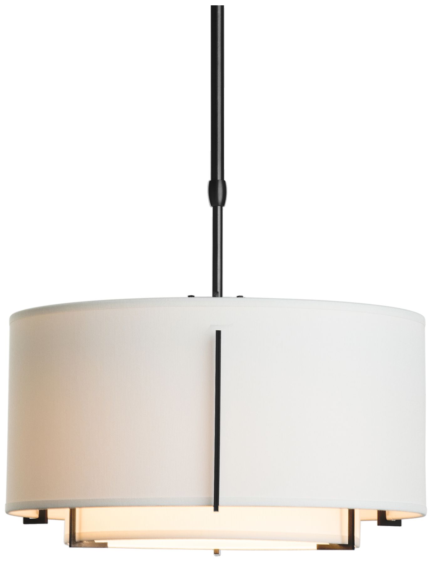 Exos 16"W Black Pendant w/ Natural Anna Shade