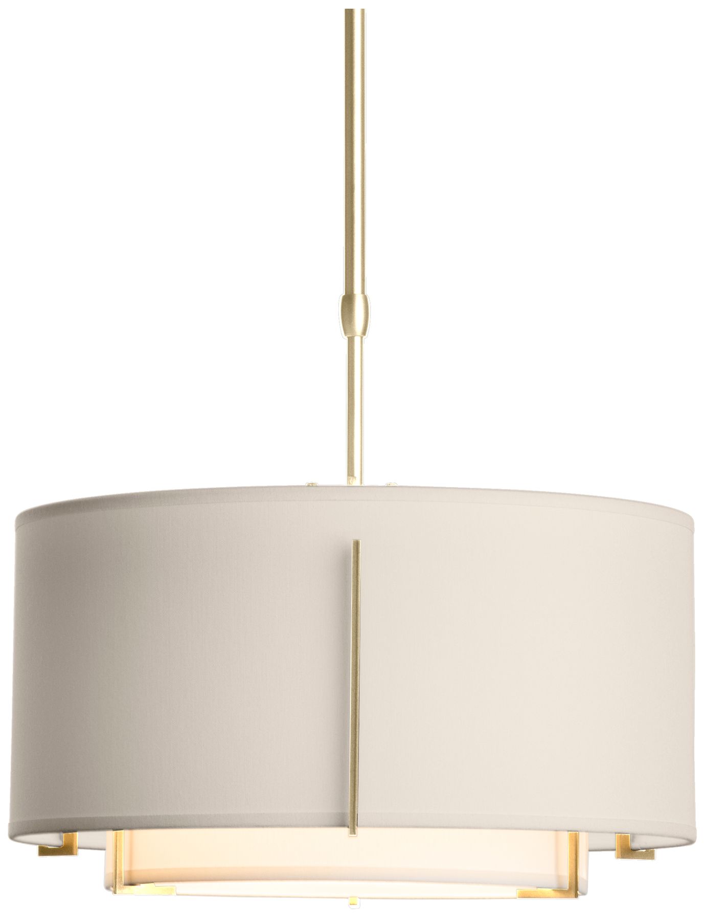 Exos 16"W Modern Brass Pendant w/ Natural Anna,Flax Outer Shade