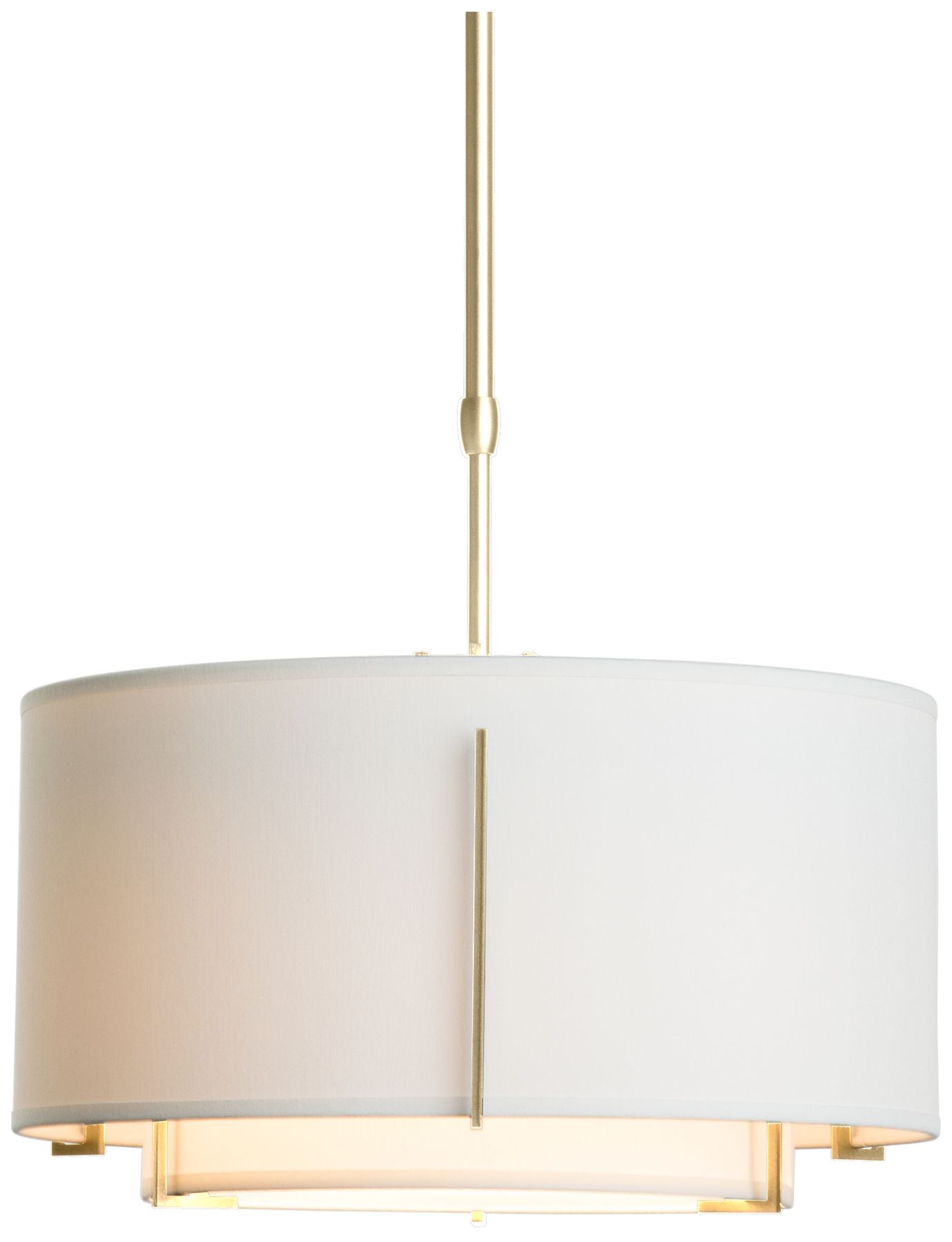 Exos 16"W Modern Brass Pendant w/ Natural Anna Shade
