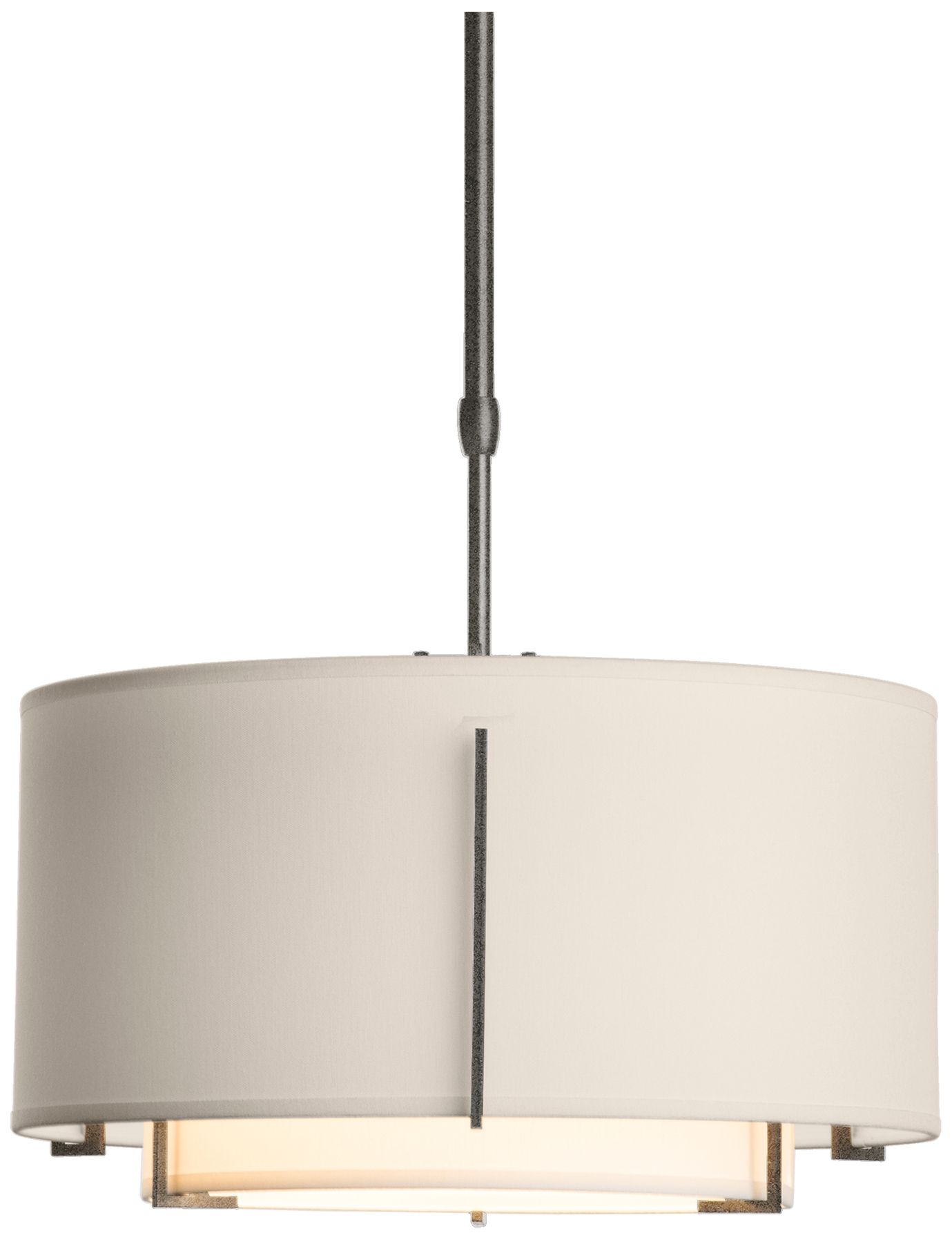 Exos 16"W Natural Iron Pendant w/ Natural Anna,Flax Outer Shade