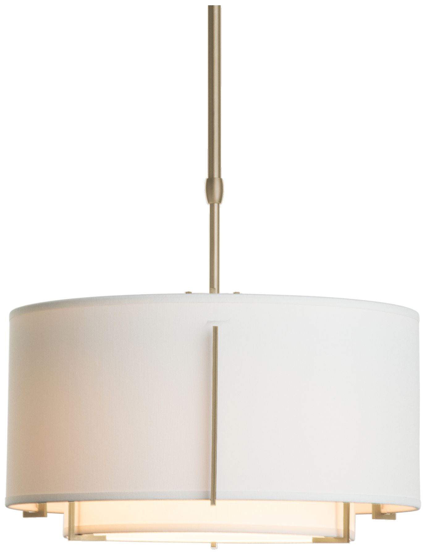 Exos 16"W Soft Gold Pendant w/ Natural Anna Shade