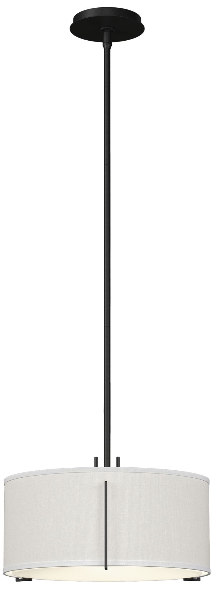 Exos 16" Wide 3-Light Black Pendant w/ Natural Anna Shade - Made to Order