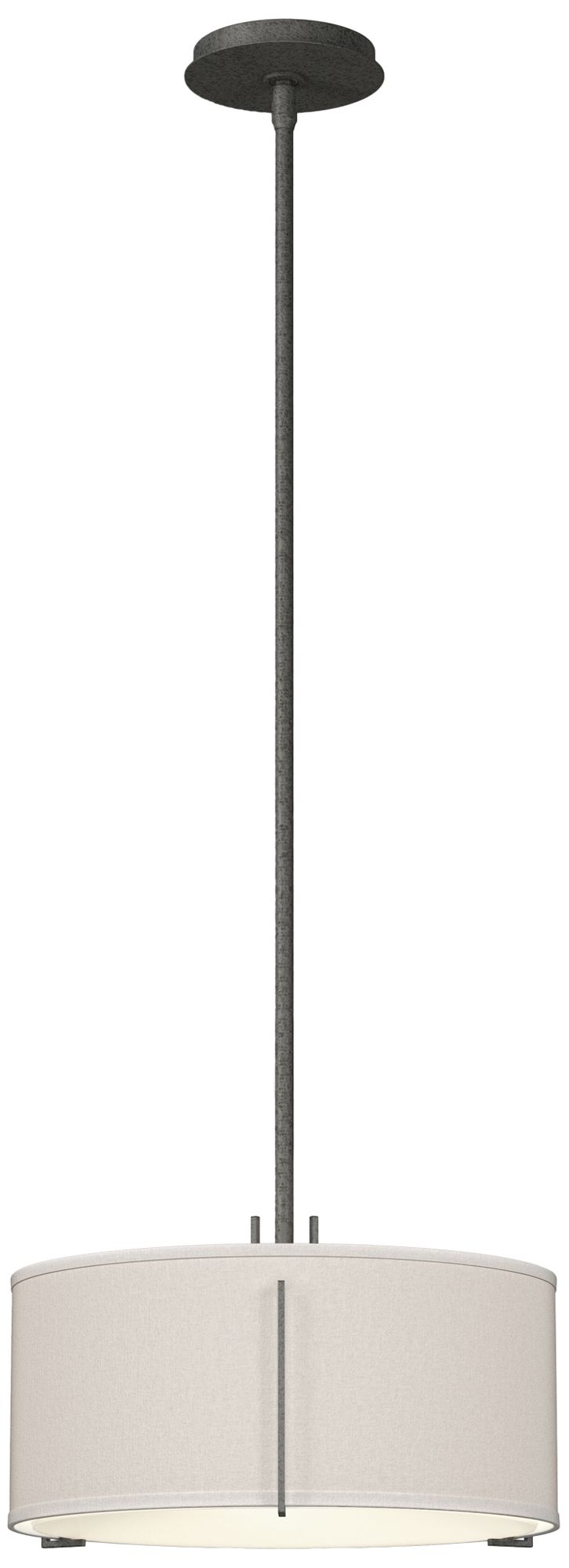 Exos 16" Wide 3-Light Natural Iron Pendant w/ Flax Shade - Made to Order
