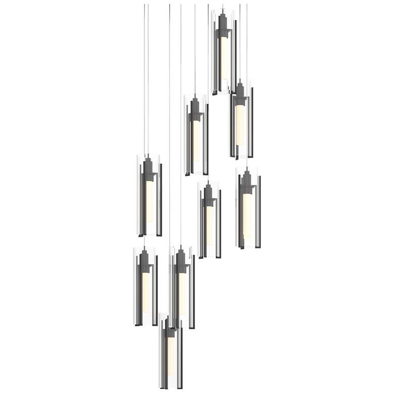 Image 1 Exos 20.5"W 9-Light Round Black Long Pendant With Clear Glass Shade