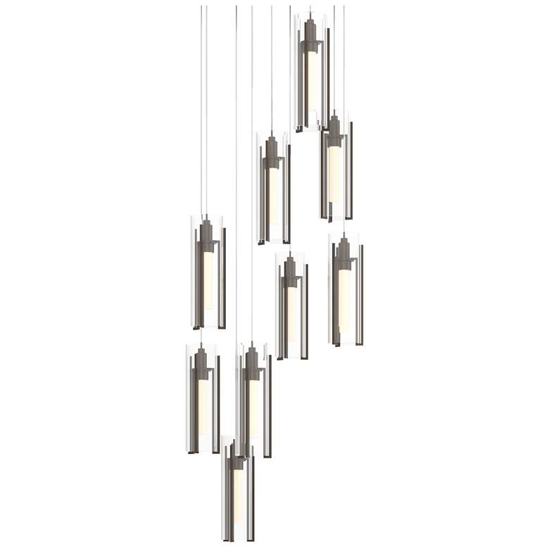 Image 1 Exos 20.5"W 9-Light Round Bronze Long Pendant With Clear Glass Shade