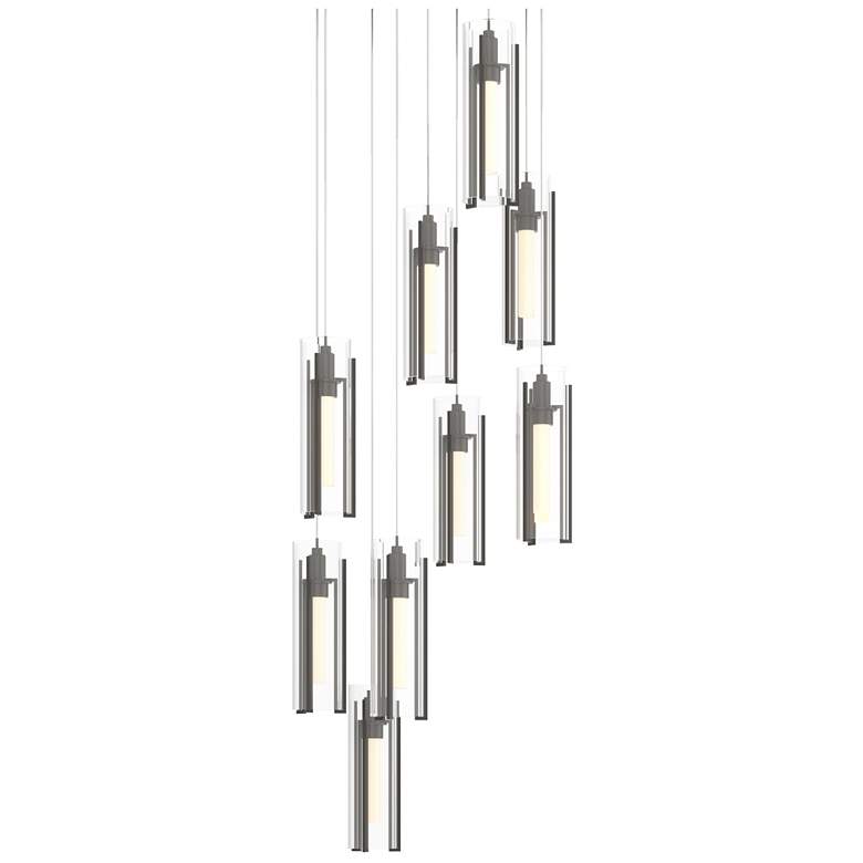 Image 1 Exos 20.5"W 9-Light Round Dark Smoke Long Pendant w/ Clear Glass Shade