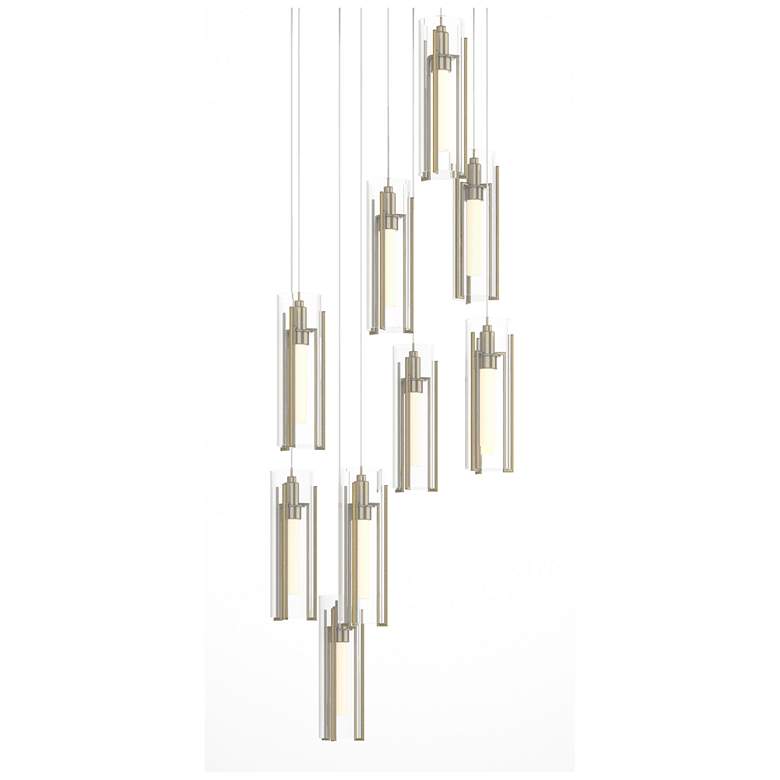 Image 1 Exos 20.5"W 9-Light Round Modern Brass Long Pendant w/ Clear Glass Sha