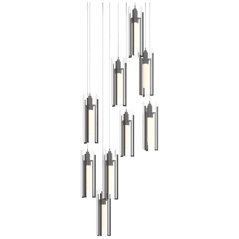 Image 1 Exos 20.5"W 9-Light Round Oil Rubbed Bronze Long Pendant w/ Clear Shad