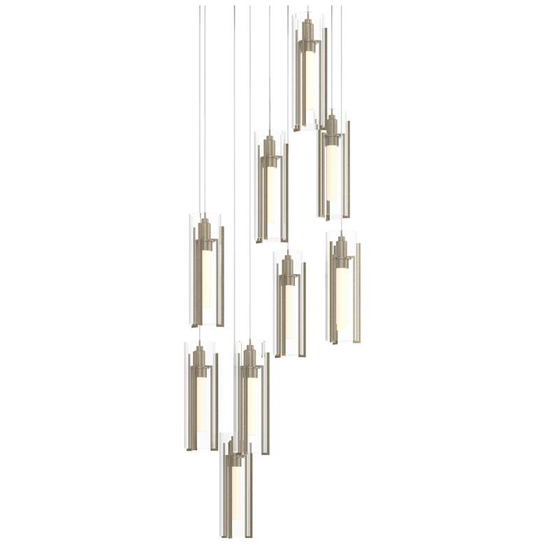 Image 1 Exos 20.5"W 9-Light Round Soft Gold Long Pendant w/ Clear Glass Shade