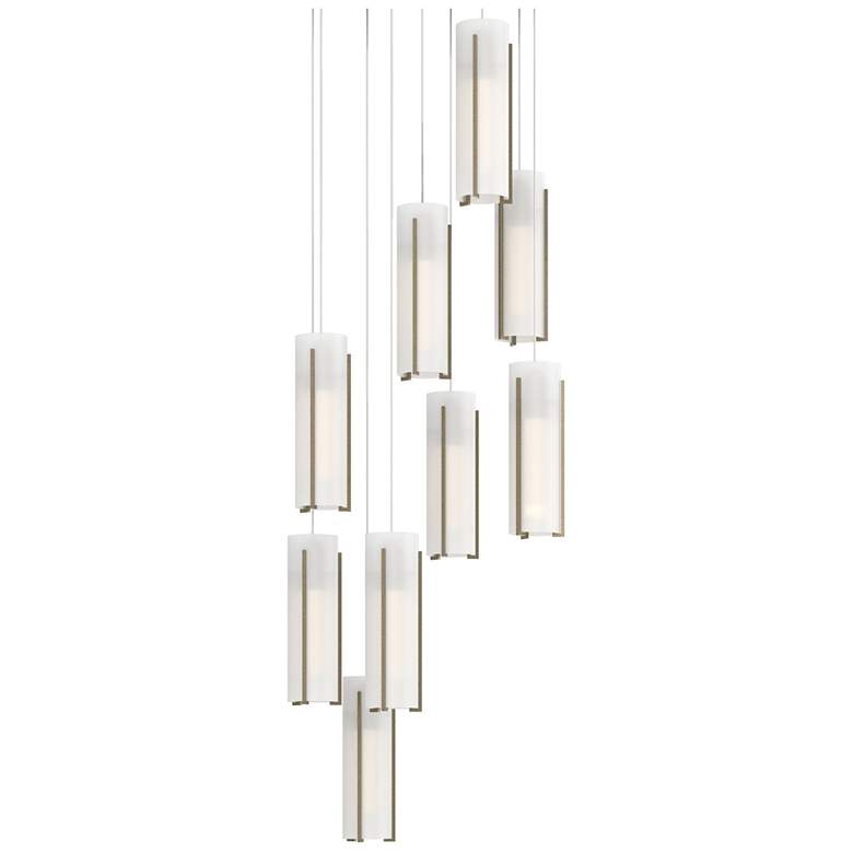 Image 1 Exos 20.5"W 9-Light Round Soft Gold Long Pendant w/ Opal Glass Shade