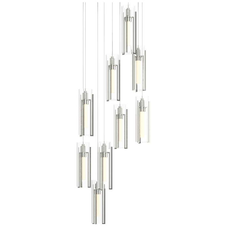 Image 1 Exos 20.5"W 9-Light Round Sterling Long Pendant w/ Clear Glass Shade
