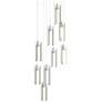 Exos 20.5"W 9-Light Round Sterling Long Pendant w/ Clear Glass Shade