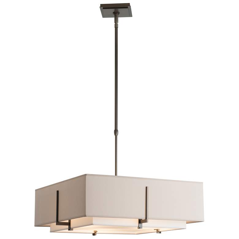 Image 1 Exos 20.6" Wide Dark Smoke Square Pendant With Double Anna & Flax