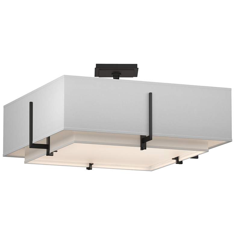 Image 1 Exos 20.6"W Double Shade Square Black Semi-Flush w/ Anna & Anna Sh