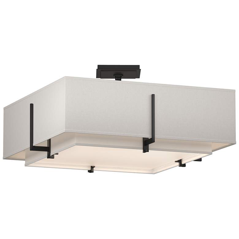 Image 1 Exos 20.6"W Double Shade Square Black Semi-Flush w/ Anna & Flax Sh