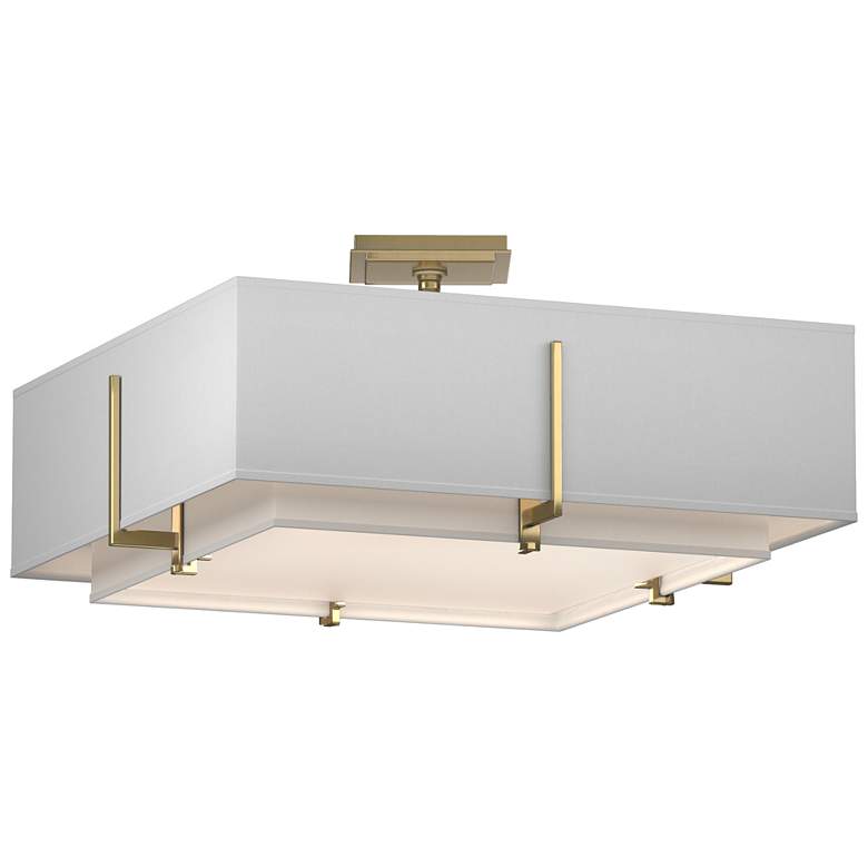 Image 1 Exos 20.6"W Double Shade Square Brass Semi-Flush w/ Anna & Anna Sh
