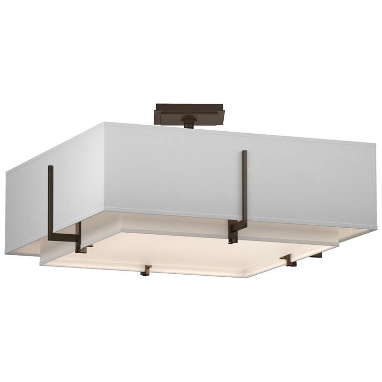 Image 1 Exos 20.6 inchW Double Shade Square Bronze Semi-Flush w/ Anna &#38; Anna S