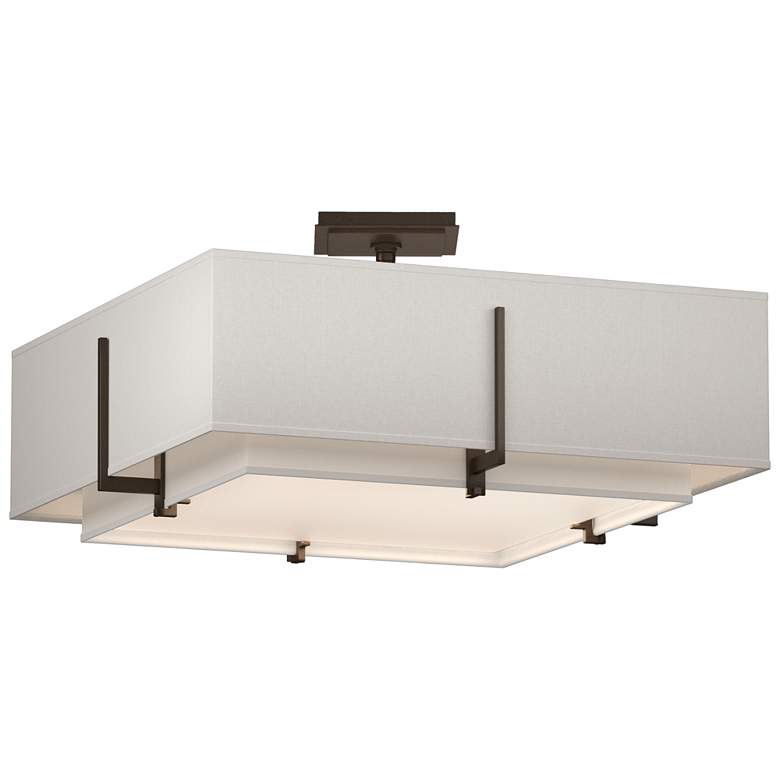 Image 1 Exos 20.6"W Double Shade Square Bronze Semi-Flush w/ Anna & Flax S