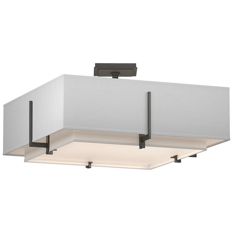 Image 1 Exos 20.6"W Double Shade Square Iron Semi-Flush w/ Anna & Anna Sha