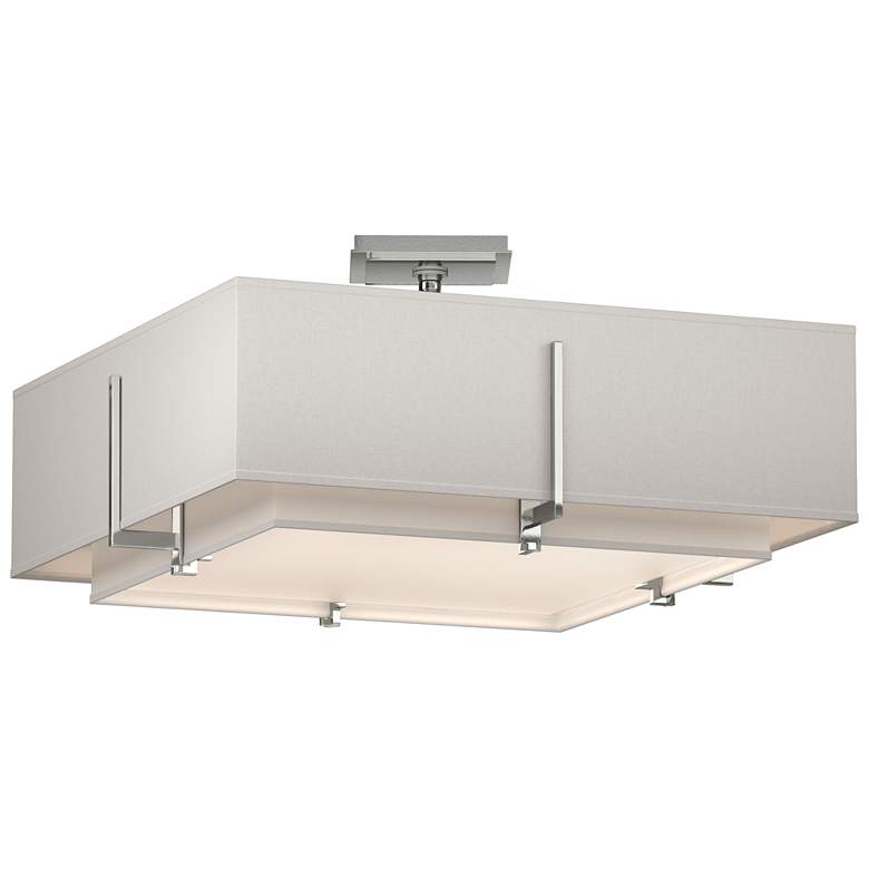 Image 1 Exos 20.6"W Double Shade Square Sterling Semi-Flush w/ Anna & Flax