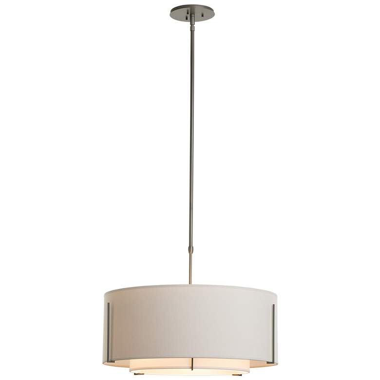 Image 1 Exos 23" Wide Dark Smoke Pendant With Double Natural Anna & Flax S