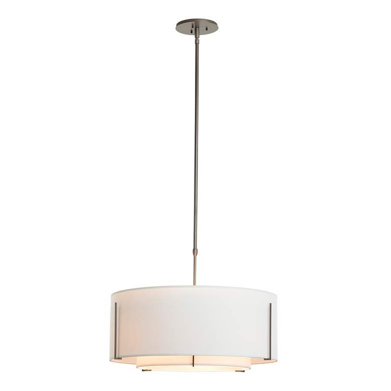 Image 1 Exos 23" Wide Dark Smoke Pendant With Natural Anna Double Shade