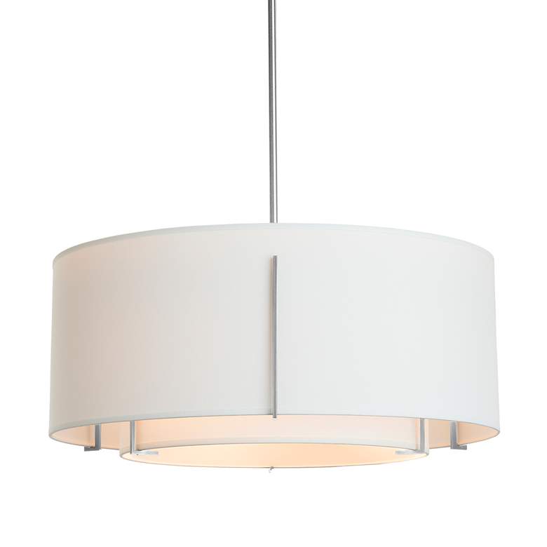 Image 2 Exos 23" Wide Dark Smoke Pendant With Natural Anna Double Shade more views