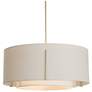 Exos 23" Wide Modern Brass Pendant With Double Natural Anna &#38; Flax