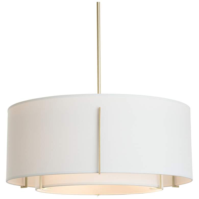 Image 1 Exos 23" Wide Modern Brass Pendant With Double Natural Anna Shade