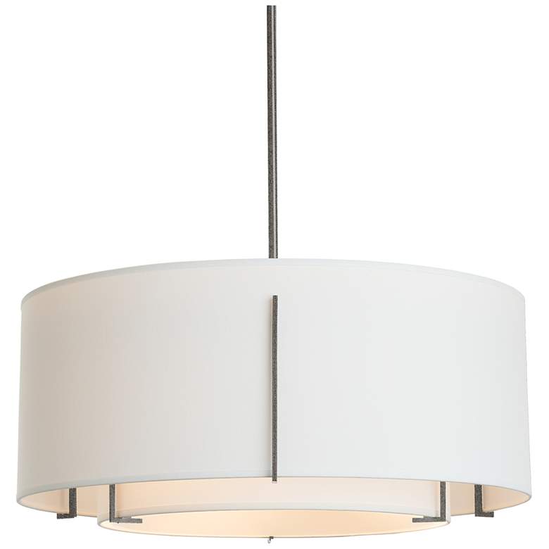 Image 1 Exos 23" Wide Natural Iron Pendant With Double Natural Anna Shade