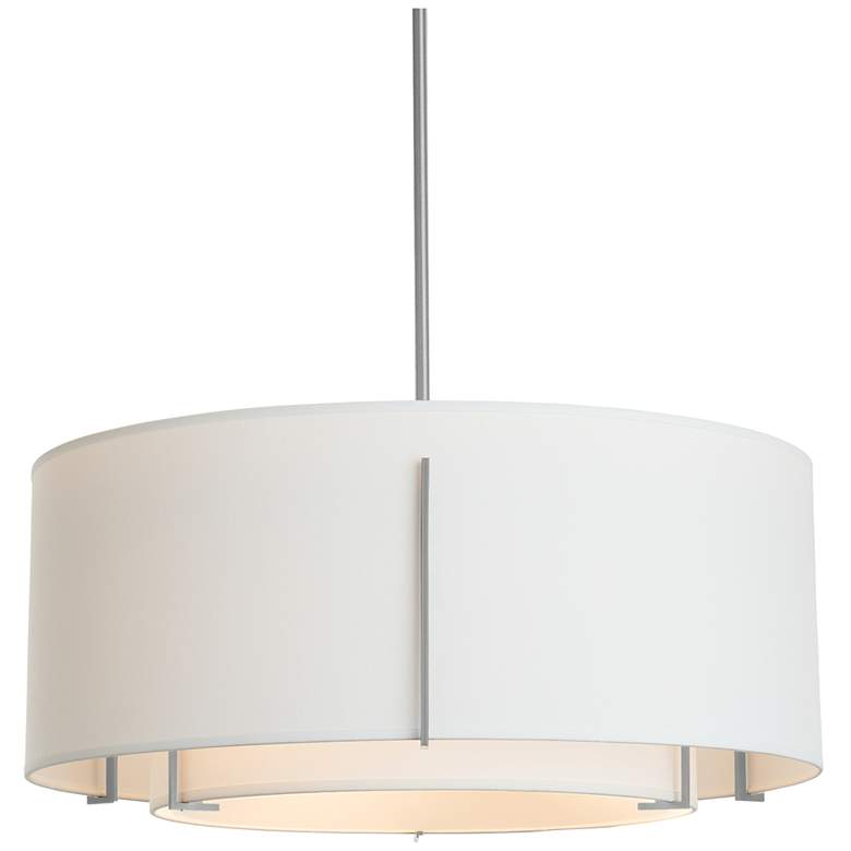 Image 1 Exos 23" Wide Soft Gold Pendant With Double Natural Anna Shade