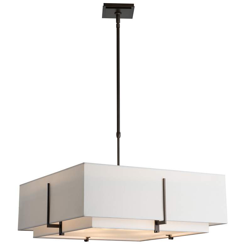 Image 1 Exos 24.6" Wide Large Dark Smoke Square Pendant With Double Anna Shade