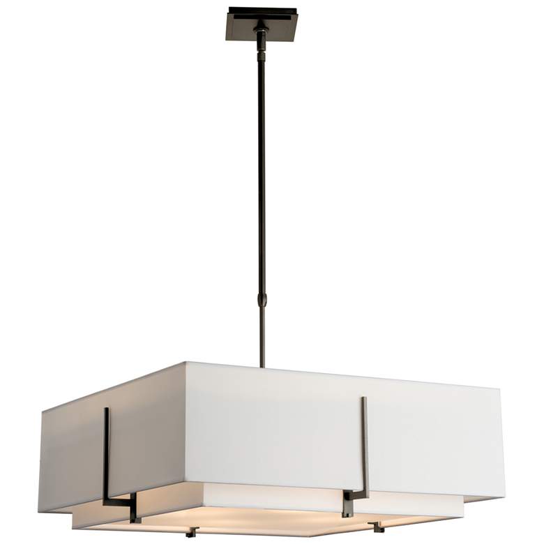 Image 1 Exos 24.6"W Large Oil Rubbed Bronze Square Pendant With Double Anna Sh