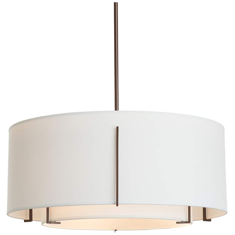 Image 1 Exos 28" Wide Large Bronze Pendant With Natural Anna Double Shade