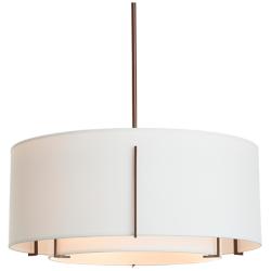 Exos 28" Wide Large Bronze Pendant With Natural Anna Double Shade